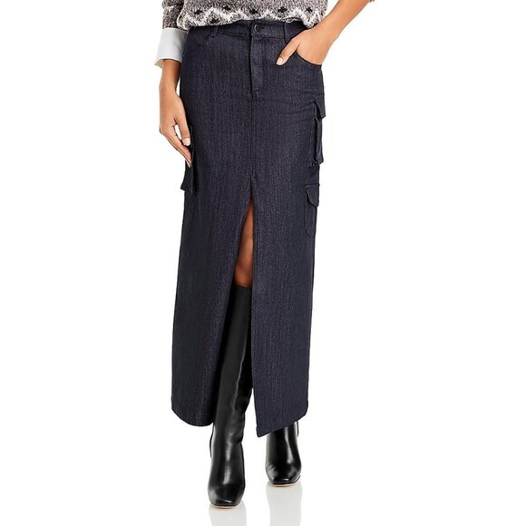 NWT Line & Dot Mora Maxi Cargo Skirt in Charcoal Denim - Picture 2 of 3